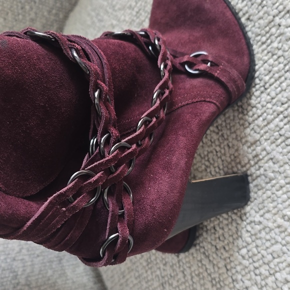 Burgandy Suede Boots 8.5 - Picture 2 of 8